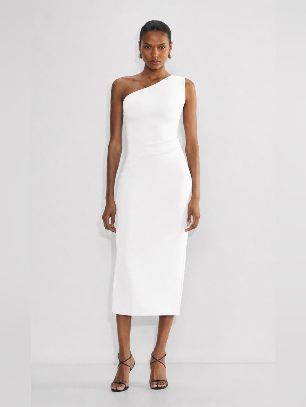 Babaton FigureKnit Image One Shoulder Midi Dress Aritzia White Small
